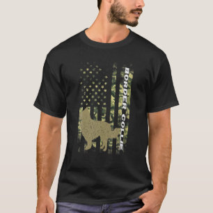 Vintage Hunting Dog Camouflage American Flag Borde T-Shirt