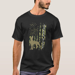 Vintage Hunting Dog Camouflage American Flag Great T-Shirt