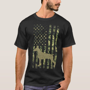 Vintage Hunting Dog Camouflage Us Flag Doberman Pi T-Shirt