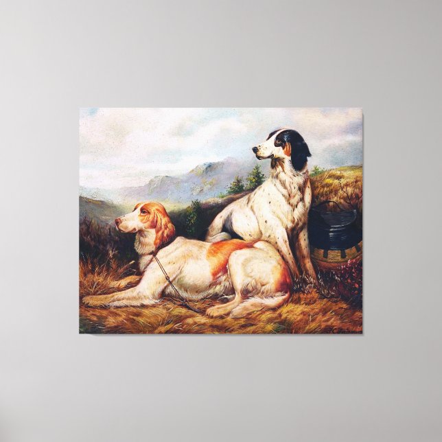Vintage Hunting Dogs Portrait Canvas Print (Front)
