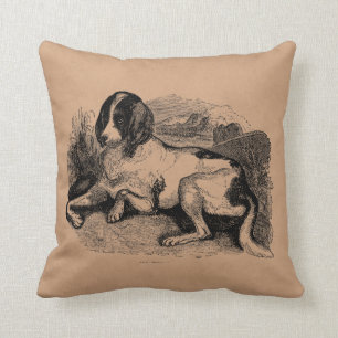 Vintage Hunting Hound Dog 1800s Hounds Dogs Throw Pillow
