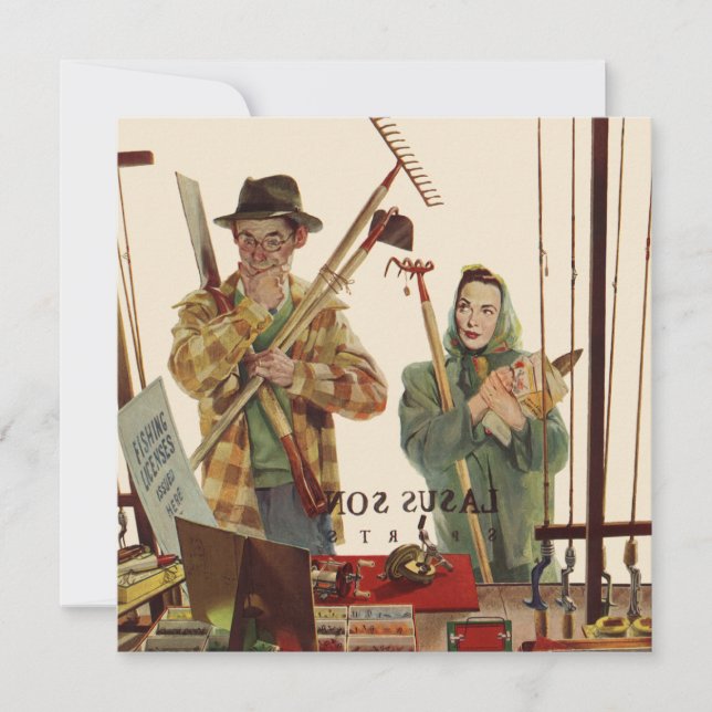 Vintage Husband and Wife with Gardening Tools (Front)