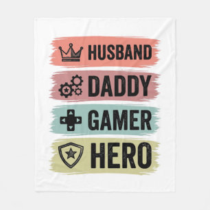 Vintage Husband Daddy Gamer Hero Geometric T-Shirt Fleece Blanket