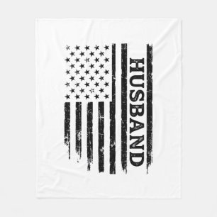 Vintage Husband Patriotic Flag Shirt Design_1 Fleece Blanket