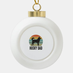 Vintage Husky Dad Retro Dog Vector Design_1 Ceramic Ball Christmas Ornament