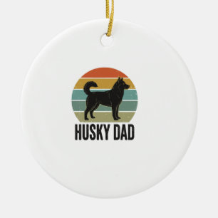 Vintage Husky Dad Retro Dog Vector Design_1 Ceramic Ornament
