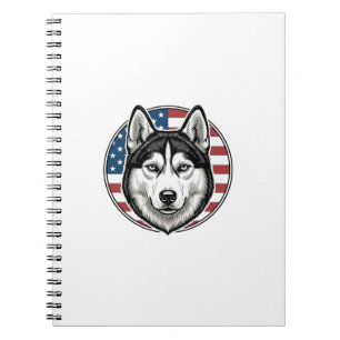 Vintage Husky Patriotic Dog Vector Shirt Design_1 Notebook