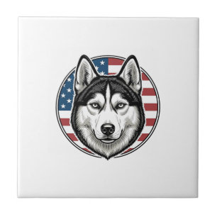 Vintage Husky Patriotic Dog Vector Shirt Design_1 Tile
