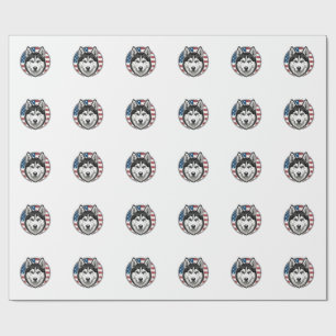 Vintage Husky Patriotic Dog Vector Shirt Design_1 Wrapping Paper
