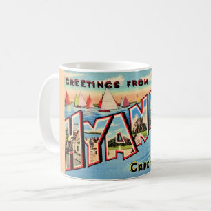 Vintage Hyannis MA Greetings Mug