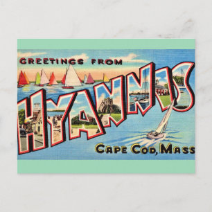 Vintage Hyannis MA Greetings Postcard