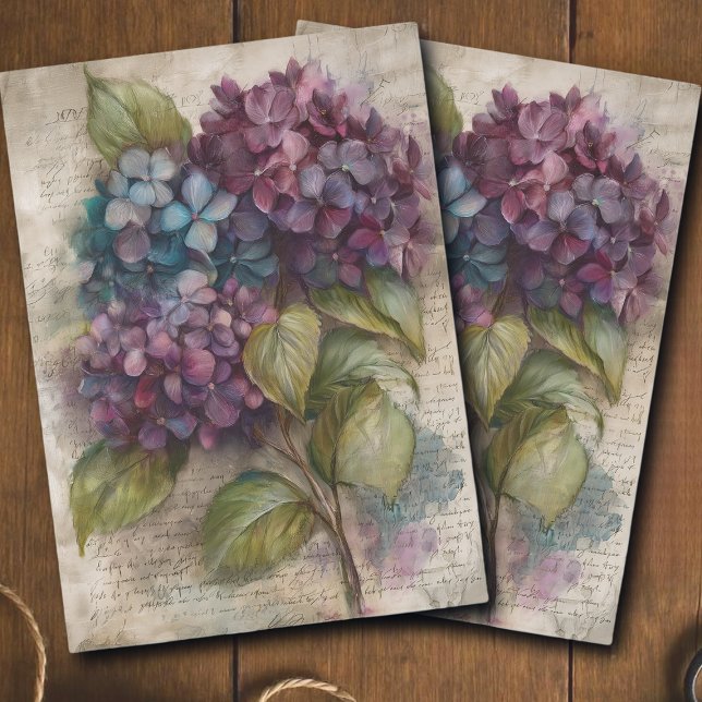 Vintage Hydrangea Botanical Floral Decoupage Tissue Paper (Creator Uploaded)