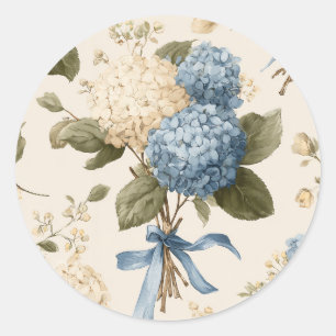 Vintage Hydrangea Bouquet Pattern Classic Round Sticker