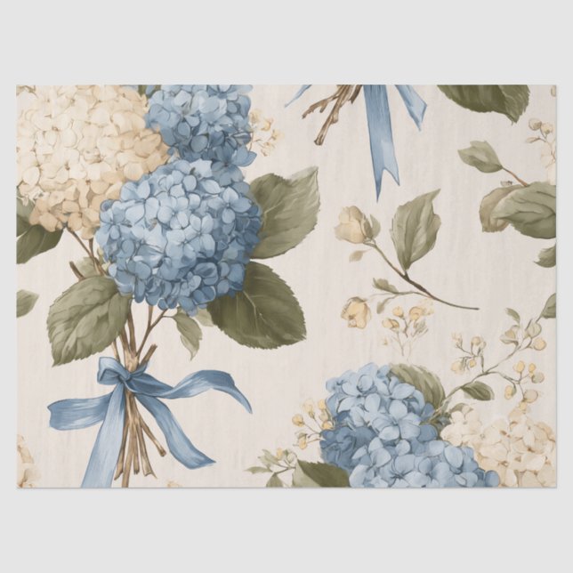 Vintage Hydrangea Bouquet Pattern Tissue Paper (Front)