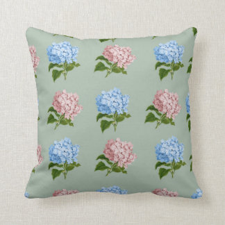 Vintage Hydrangea Floral Design Throw Pillow