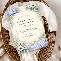 Vintage Hydrangea Floral Frame Baby Shower