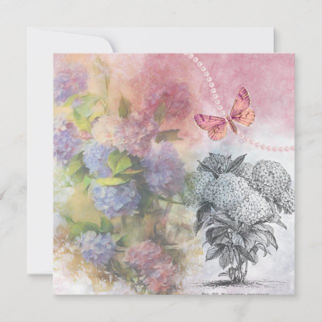 Vintage Hydrangea Luxury Elegance Card (Front)