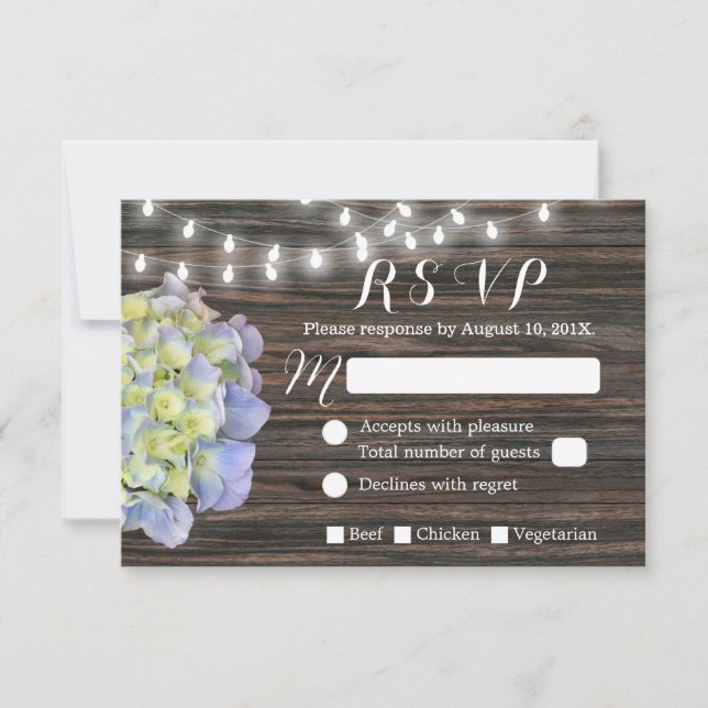 Vintage Hydrangea String Lights Barn Wood RSVP (Front)
