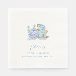 Vintage Hydrangea Tea Brewing Baby Shower Napkin