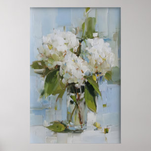 Vintage Hydrangea Vase Wall Art Print, Antique