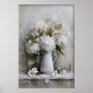 Vintage Hydrangea Wall Art Print, Antique Spring
