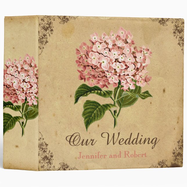 Vintage Hydrangea Wedding Binder (Front/Spine)