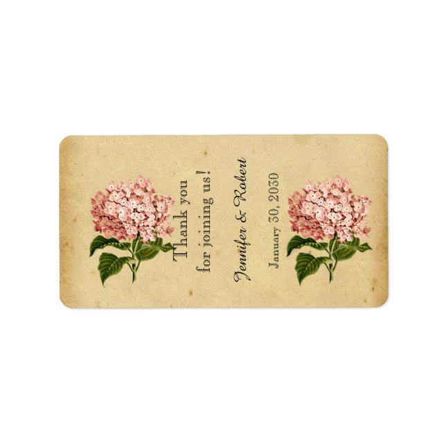 Vintage Hydrangea Wedding Lip Balm Label (Front)