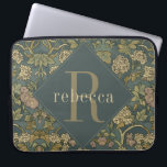 Vintage Hydrangea William Morris Monogram Laptop Sleeve<br><div class="desc">This simple yet elegant design features an elegant William Morris inspired pattern in sage green, steel blue grey, and tan and cream hydrangea floral. Protect your laptop or tablet in stye. Add a name to personalize it. Makes a great Christmas or Mother's Day gift. Created by Simply Farmhouse Press.</div>