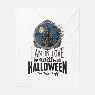 Vintage I Am In Love With Halloween Shirt Design_1 Fleece Blanket