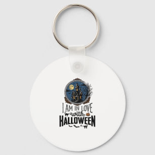Vintage I Am In Love With Halloween Shirt Design_1 Keychain