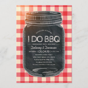 Vintage I Do BBQ Mason Jar Rustic Engagement Party Invitation
