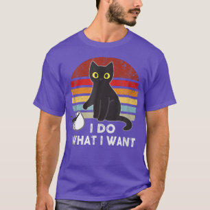 Vintage I Do What I Want Cat Love r Dad Mom Boy Gi T-Shirt
