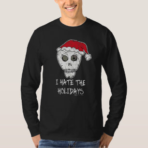 Vintage I Hate The Holidays Scull anti Christmas T-Shirt