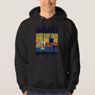 Vintage I Like Beer Hockey Maybe 3 People Hockey B Hoodie