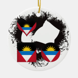 Vintage I Love Antigua and Barbuda Ceramic Ornament