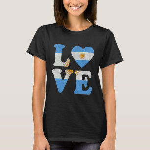 Vintage I Love Argentina Flag Heart Argentinian Ro T-Shirt