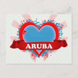 Vintage I Love Aruba Postcard