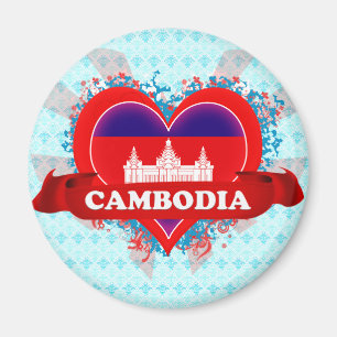 Vintage I Love Cambodia Magnet