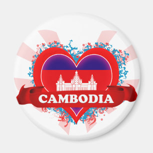 Vintage I Love Cambodia Magnet