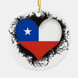Vintage I Love Chile Ceramic Ornament