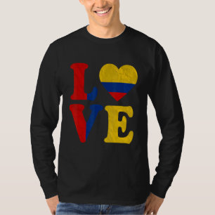 Vintage I Love Colombia Flag Heart Colombian Roots T-Shirt