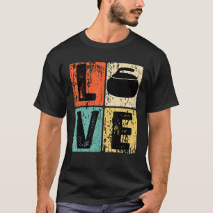 Vintage I Love Curling Stone Funny Curling Player T-Shirt