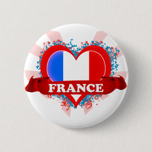 Vintage I Love France 2 Inch Round Button