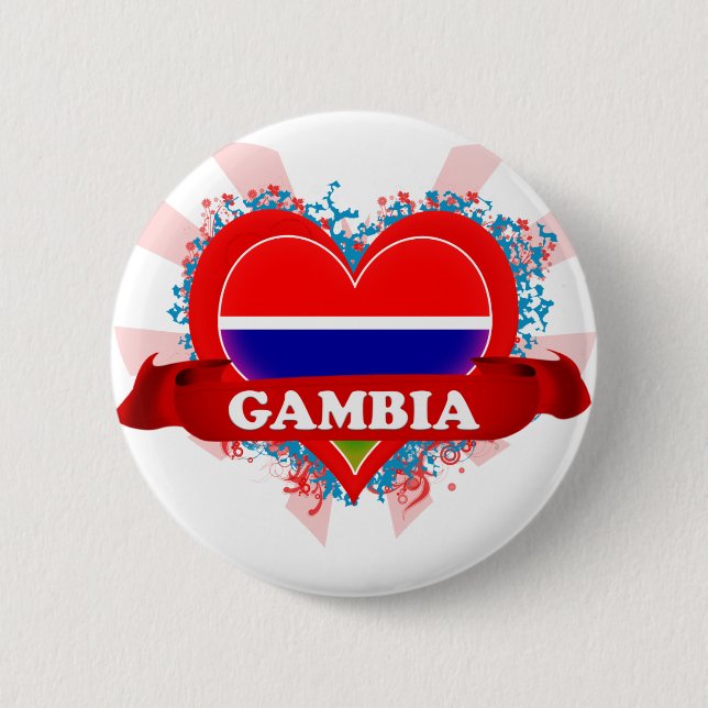Vintage I Love Gambia 2 Inch Round Button (Front)