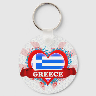 Vintage I Love Greece Keychain