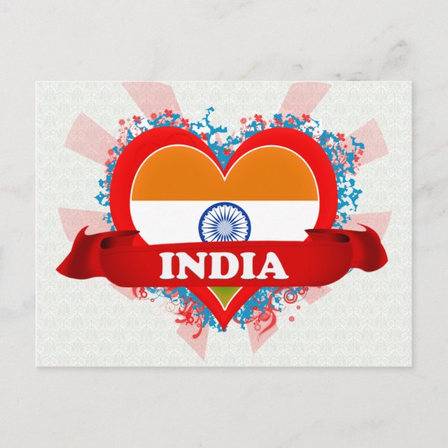 Vintage I Love India Postcard (Front)