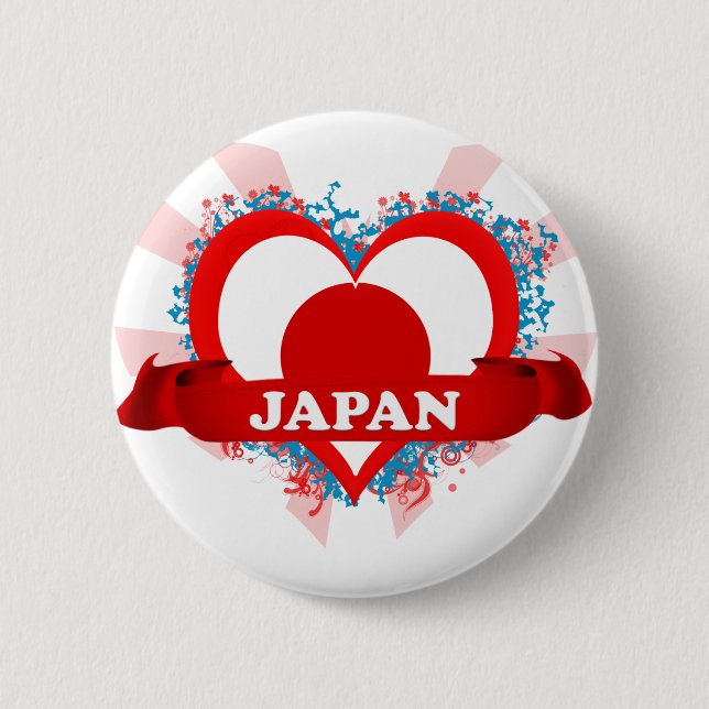 Vintage I Love Japan 2 Inch Round Button (Front)