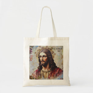 Vintage I Love Jesus customizable name Tote Bag