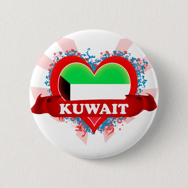 Vintage I Love Kuwait 2 Inch Round Button (Front)