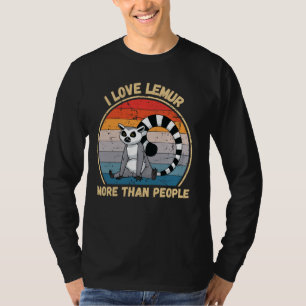 Vintage I Love Lemur More Than People Lemur Animal T-Shirt